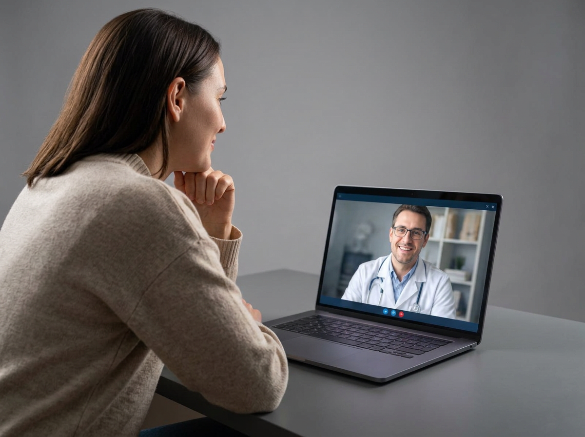 Member speaking with a clinician on a video call