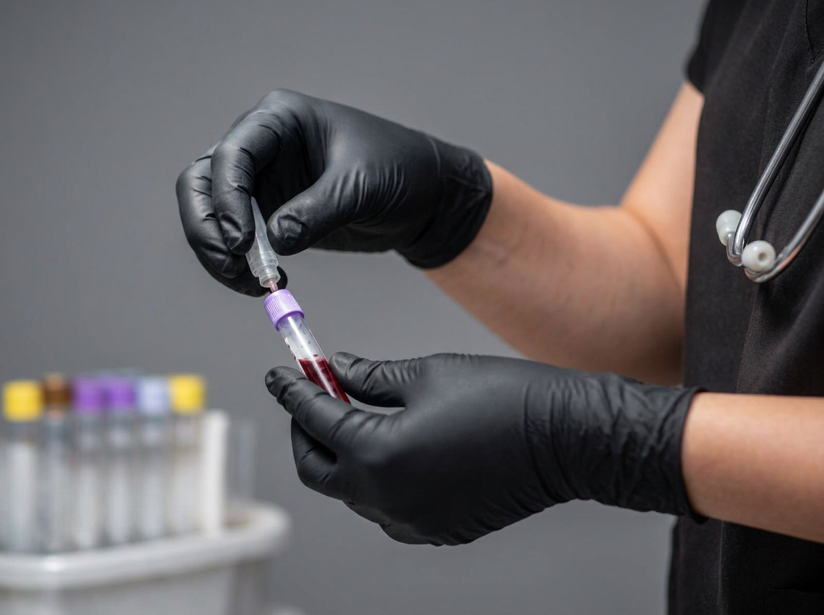 Clinician preparing a blood draw vial