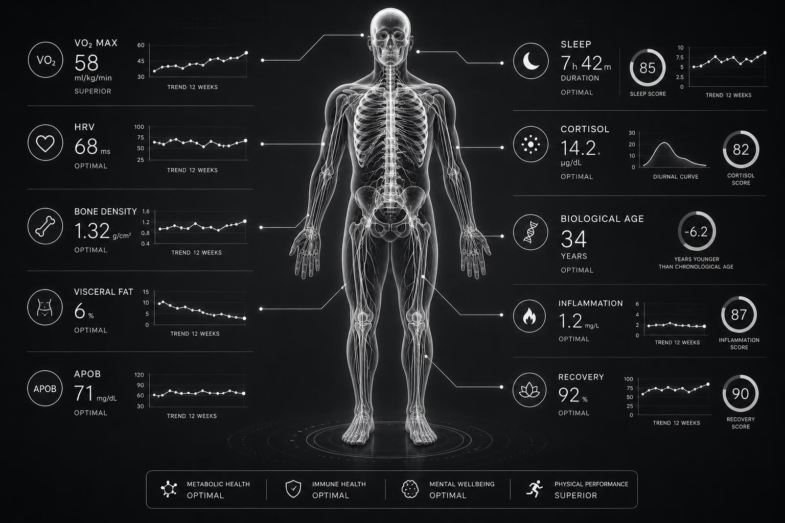 Glowing digital human silhouette representing a health digital twin